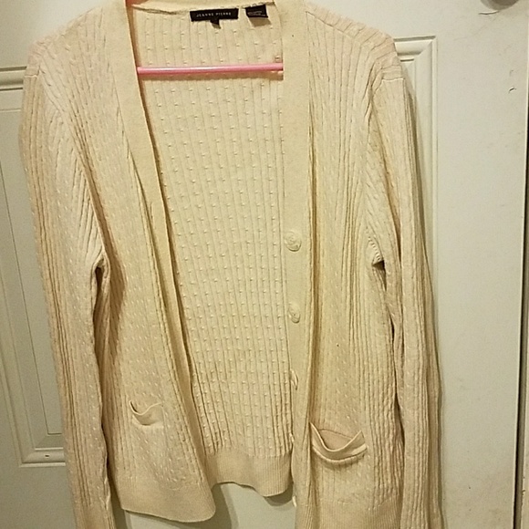 Cream color cardigan sweater with buttons n front - Picture 1 of 2